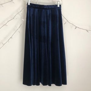 Navy Blue Velvet Circle Skirt